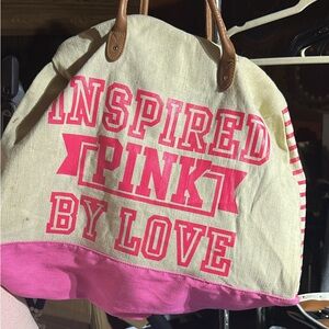 Inspired Pink Canvas Tote Bag Victoria secret!